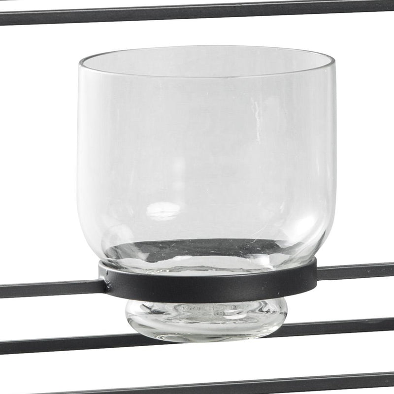 3 Glass Hurricane Candle Holders With Metal Frame Black And Gold-zoom-