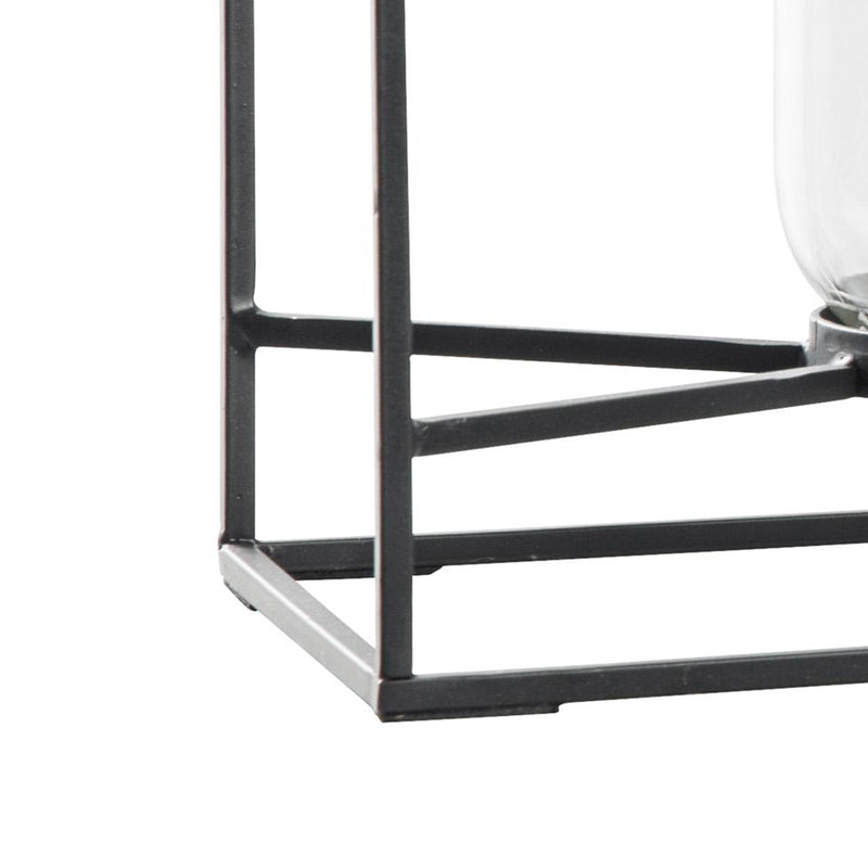 3 Glass Hurricane Candle Holders With Metal Frame Black And Gold-zoom-