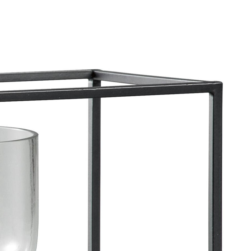 3 Glass Hurricane Candle Holders With Metal Frame Black And Gold-zoom-