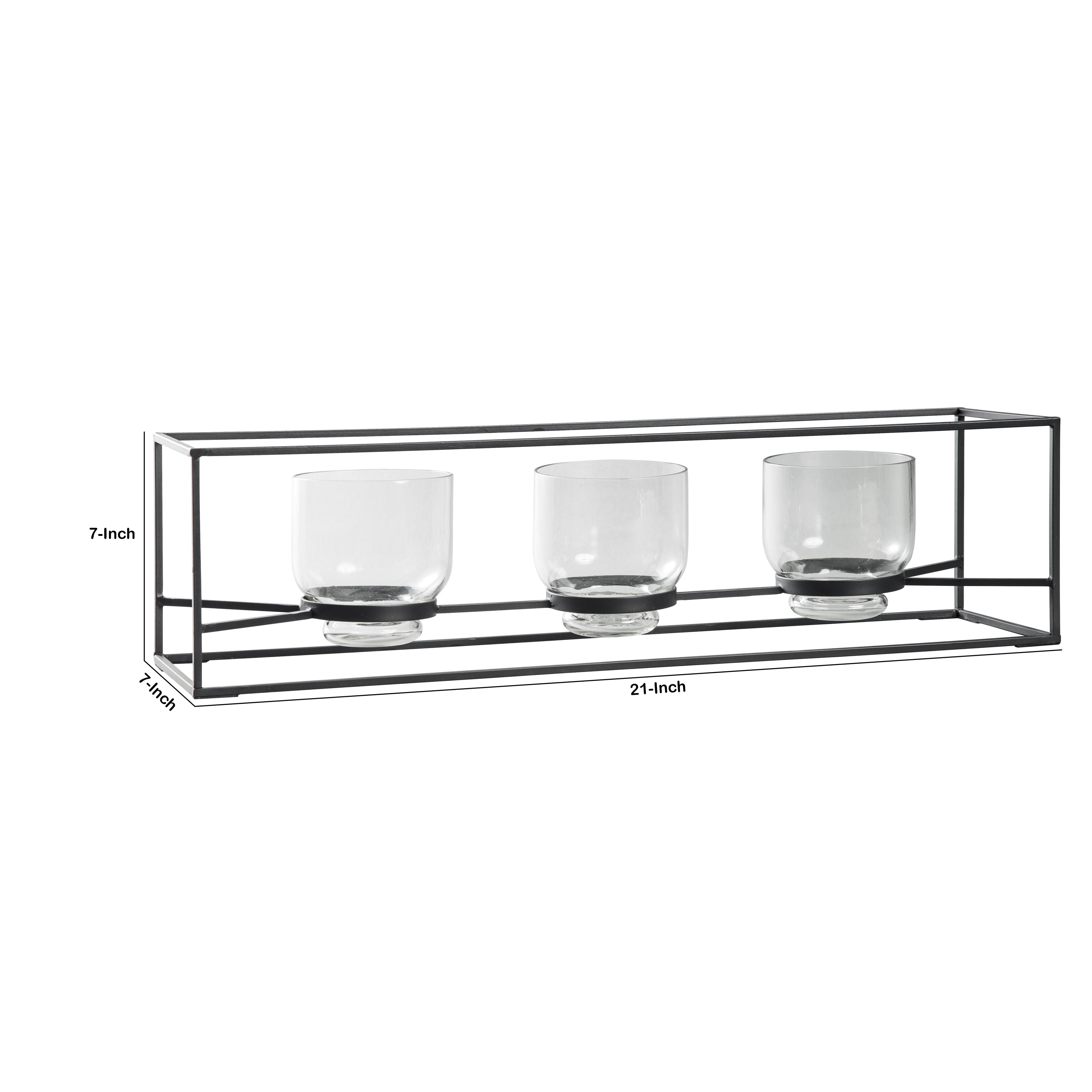 3 Glass Hurricane Candle Holders With Metal Frame Black And Gold-zoom-5