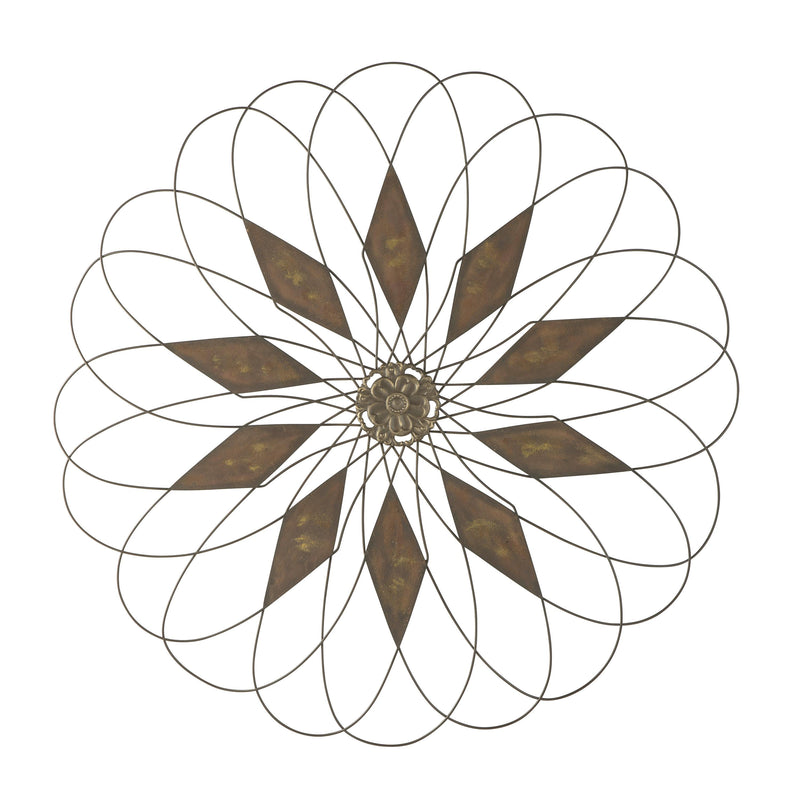 Blooming Flower Shape Indoor And Outdoor Metal Wall Decor Rustic Brown-zoom-