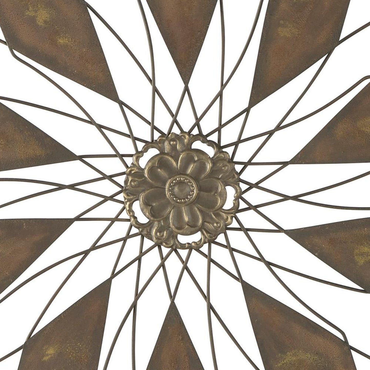 Blooming Flower Shape Indoor And Outdoor Metal Wall Decor Rustic Brown