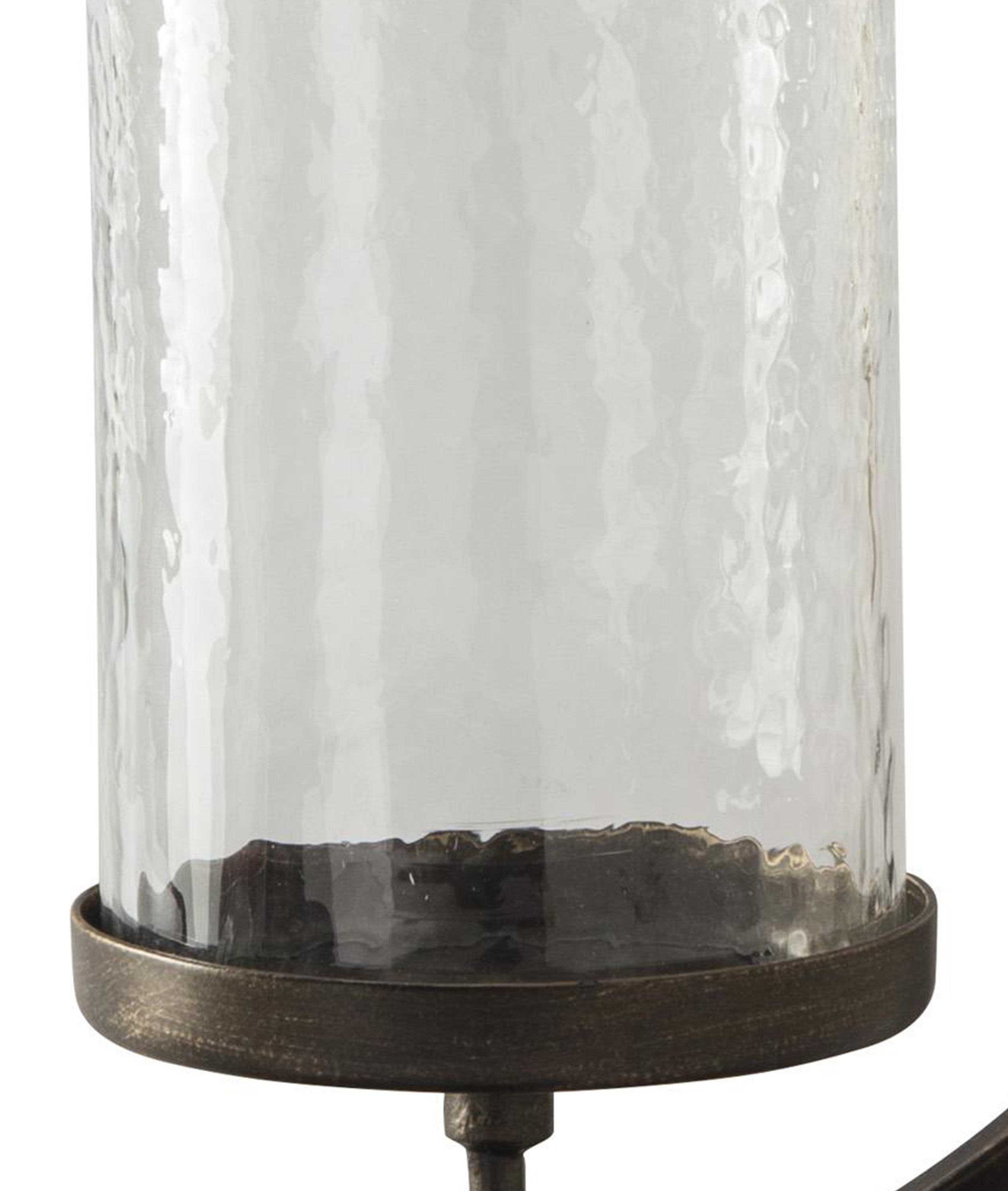 Round Metal Candle Holder With Rectangular Base Brown And Clear-zoom-2
