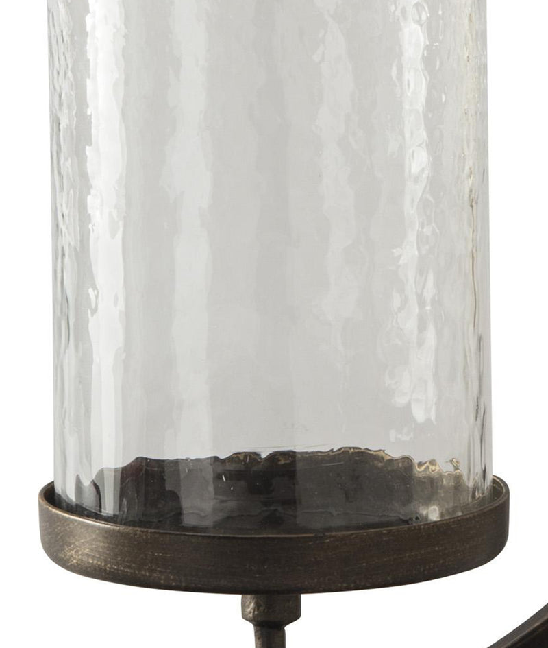 Round Metal Candle Holder With Rectangular Base Brown And Clear-zoom-