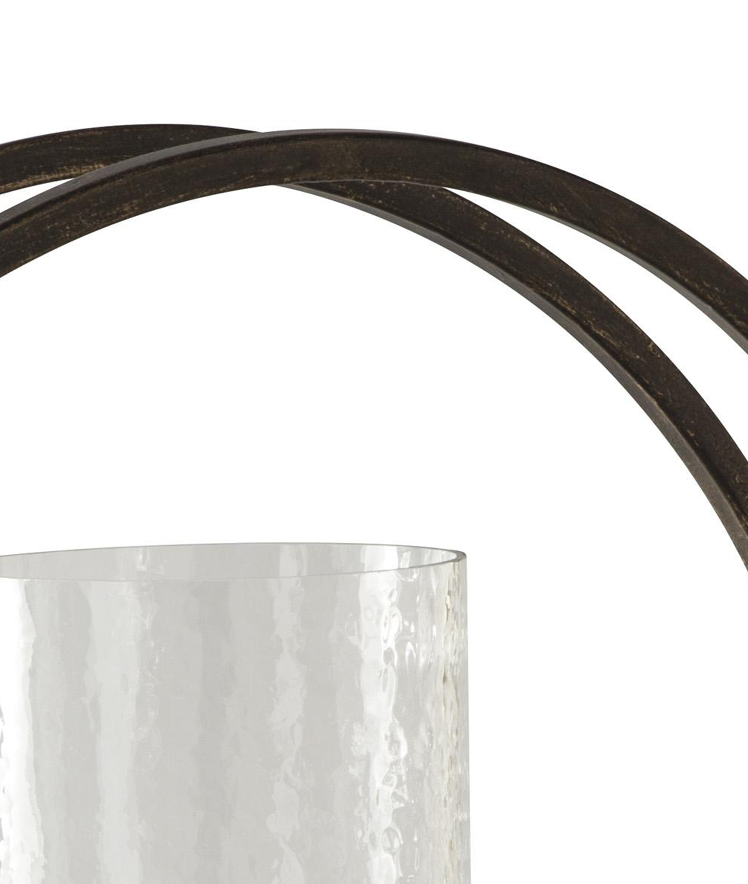 Round Metal Candle Holder With Rectangular Base Brown And Clear-zoom-3