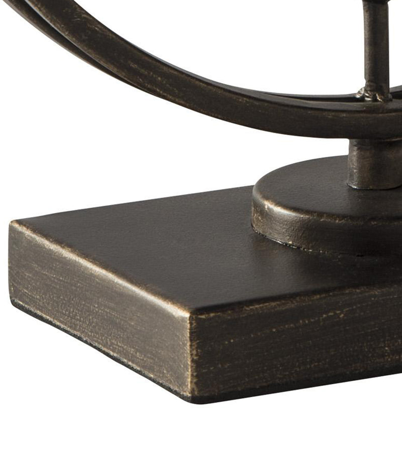 Round Metal Candle Holder With Rectangular Base Brown And Clear-zoom-