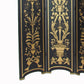 Foldable 3 Panel Room Divider with Traditional Print,Black and Gold