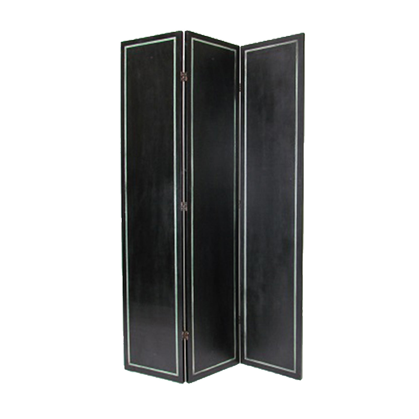 Foldable 3 Panel Room Divider with Tribal Print, Black and Silver-zoom-2
