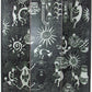Foldable 3 Panel Room Divider with Tribal Print, Black and Silver