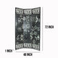 Foldable 3 Panel Room Divider with Tribal Print, Black and Silver