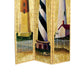 Hand Painted 3 Panel Wooden Room Divider with Lighthouses Print, Multicolor