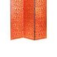 3 Panel Foldable Wooden Room Divider with Vine Print, Red and Gold