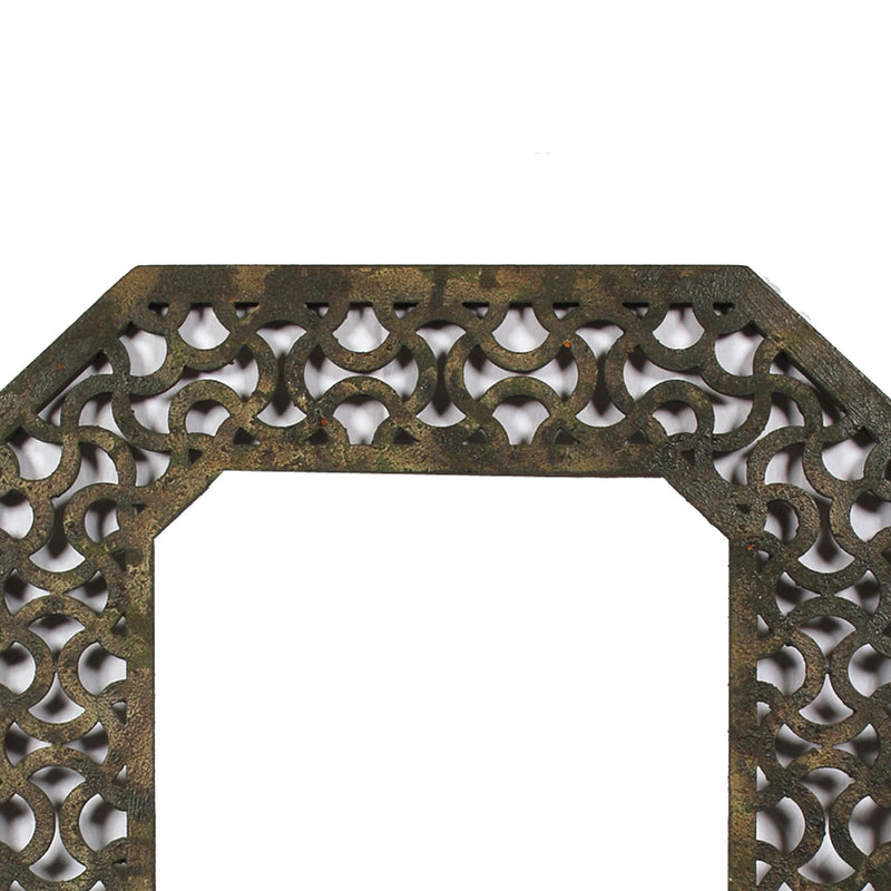 Octagonal Wooden Mirror With Distressed Finish And Bezel Pattern Bronze-zoom-