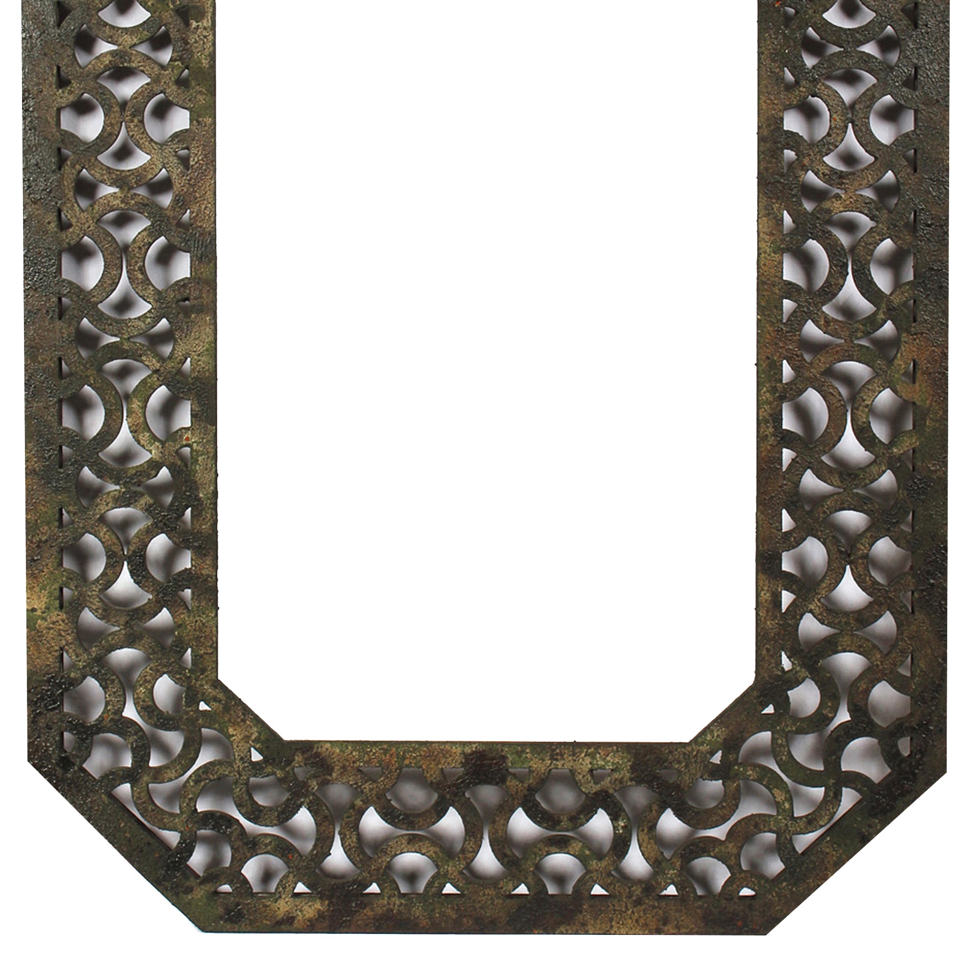 Octagonal Wooden Mirror With Distressed Finish And Bezel Pattern Bronze-zoom-3