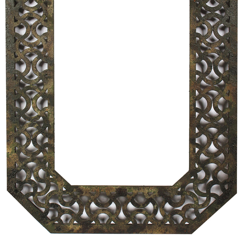 Octagonal Wooden Mirror With Distressed Finish And Bezel Pattern Bronze-zoom-