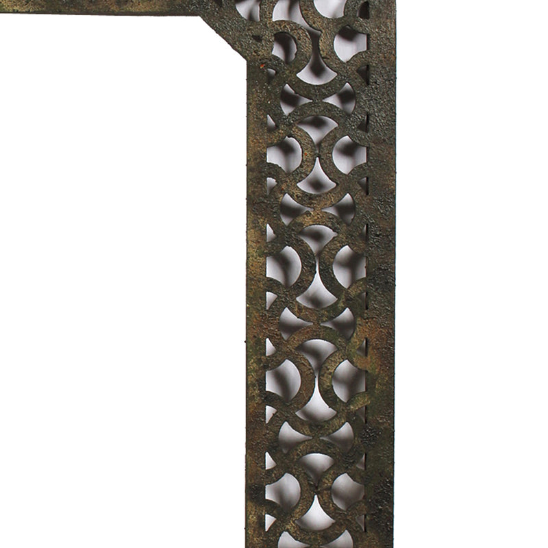 Octagonal Wooden Mirror With Distressed Finish And Bezel Pattern Bronze-zoom-