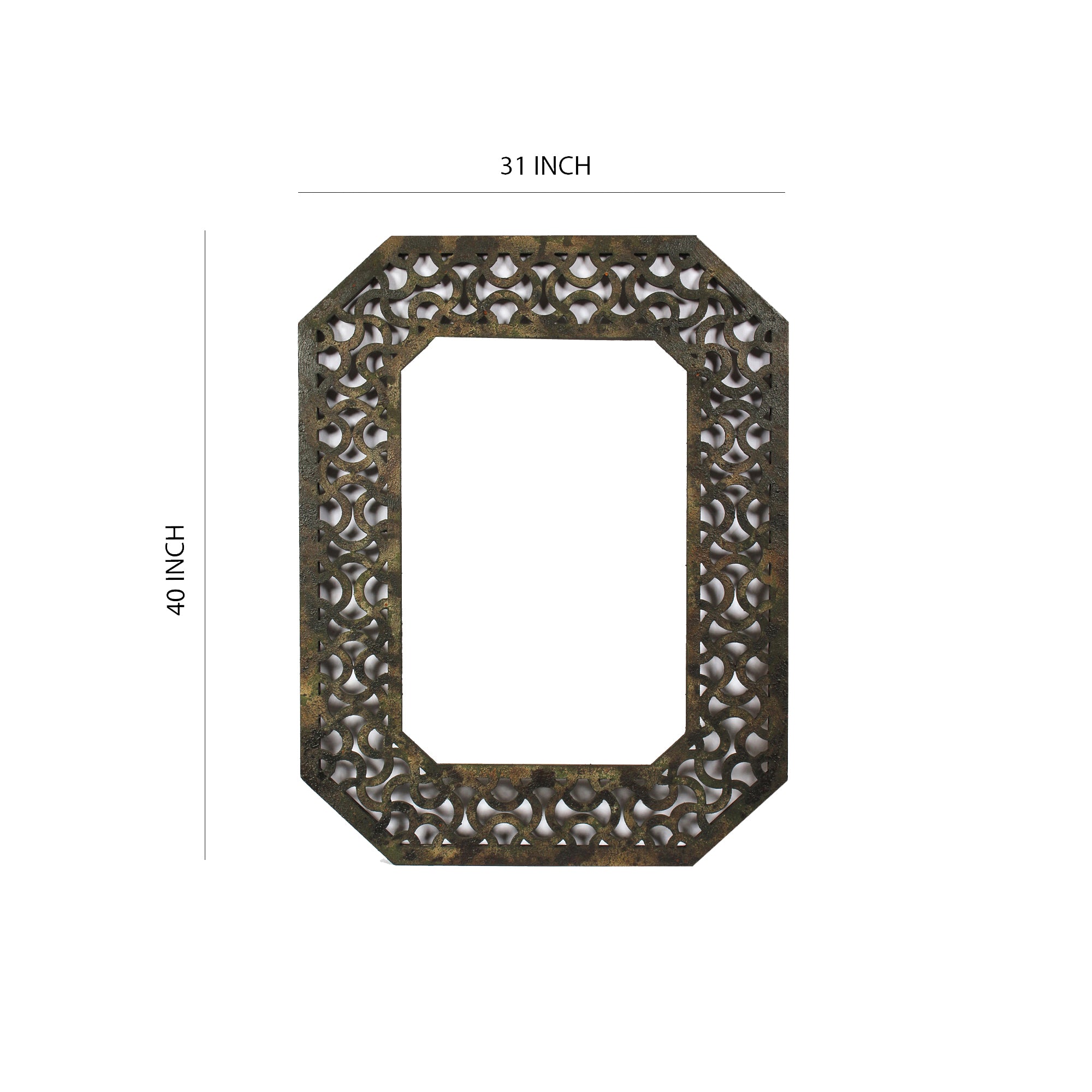 Octagonal Wooden Mirror With Distressed Finish And Bezel Pattern Bronze-zoom-5