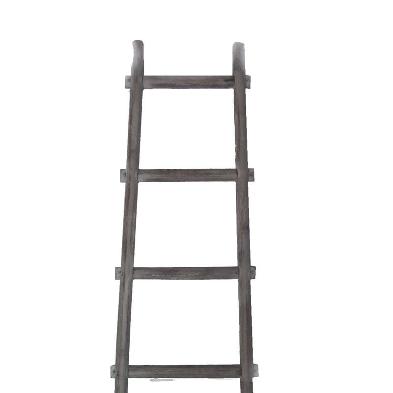 Transitional Style Wooden Decor Ladder With 5 Steps Gray-zoom-