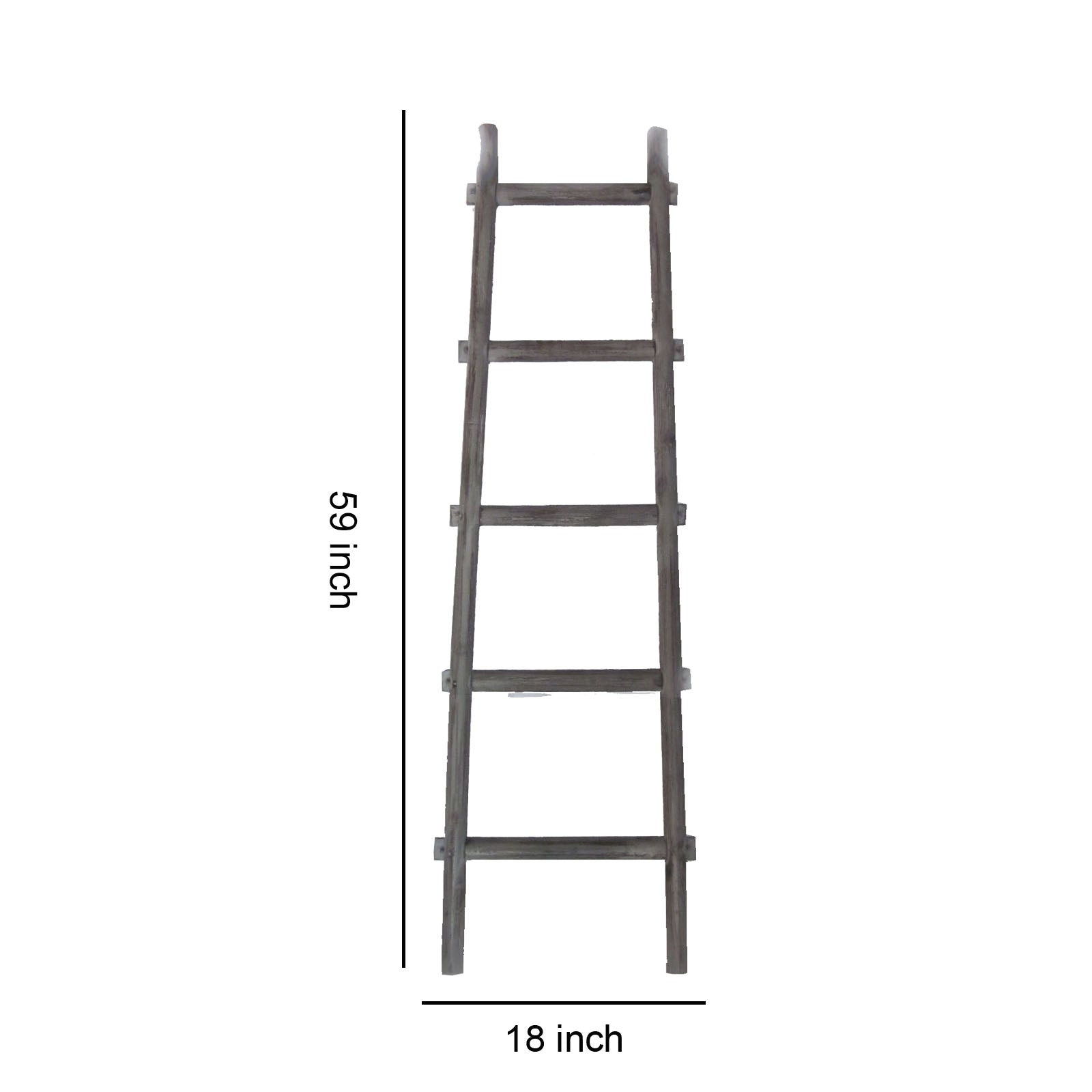Transitional Style Wooden Decor Ladder With 5 Steps Gray-zoom-5