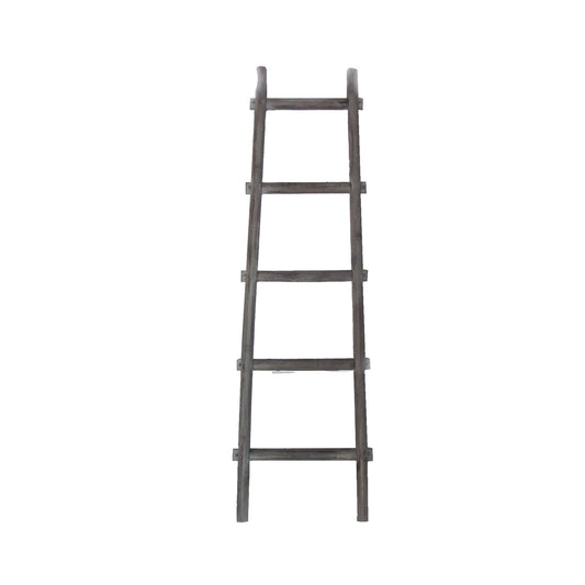 Transitional Style Wooden Decor Ladder With 5 Steps Gray