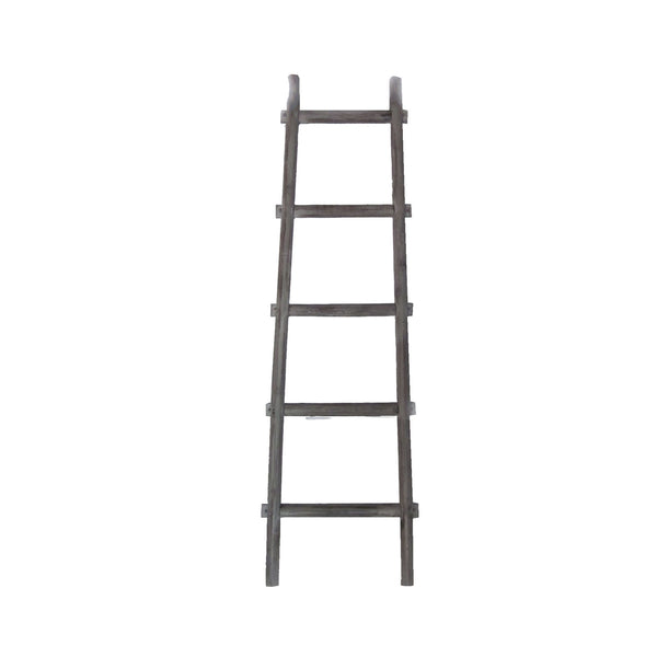Transitional Style Wooden Decor Ladder With 5 Steps Gray