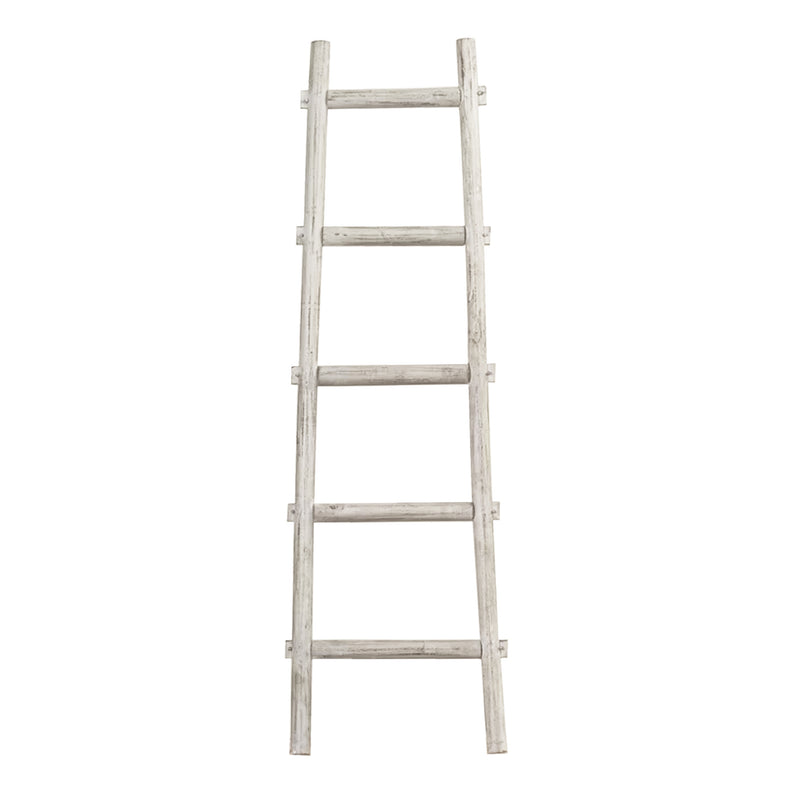 Transitional Style Wooden Decor Ladder With 5 Steps White-zoom-