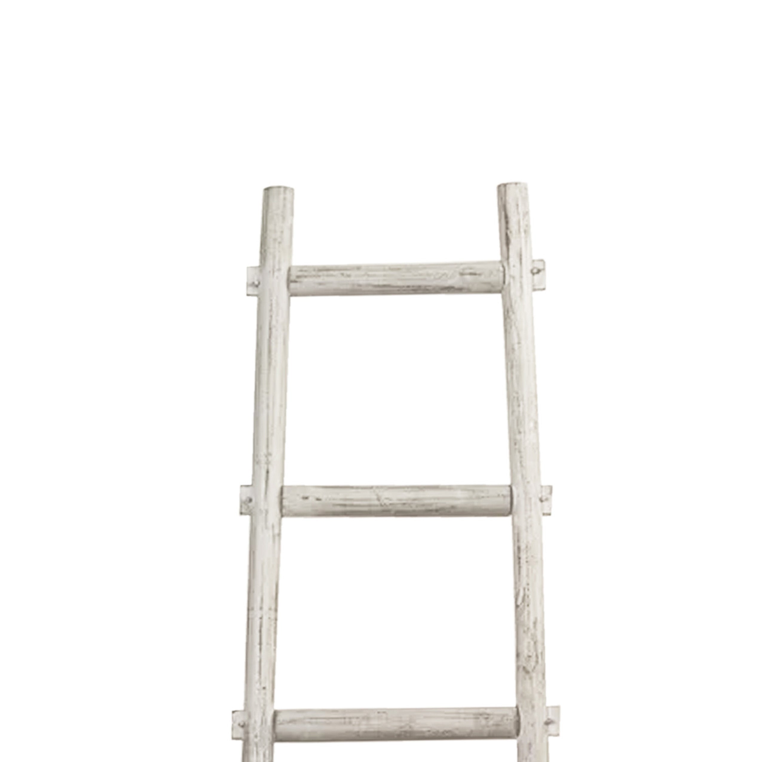 Transitional Style Wooden Decor Ladder With 5 Steps White