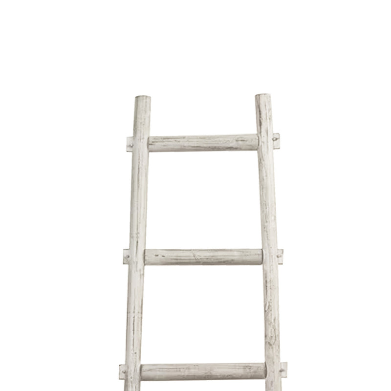 Transitional Style Wooden Decor Ladder With 5 Steps White-zoom-