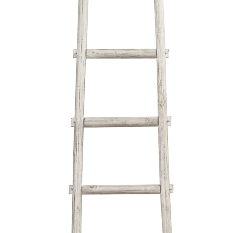 Transitional Style Wooden Decor Ladder With 5 Steps White-zoom-