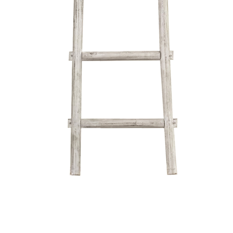 Transitional Style Wooden Decor Ladder With 5 Steps White-zoom-