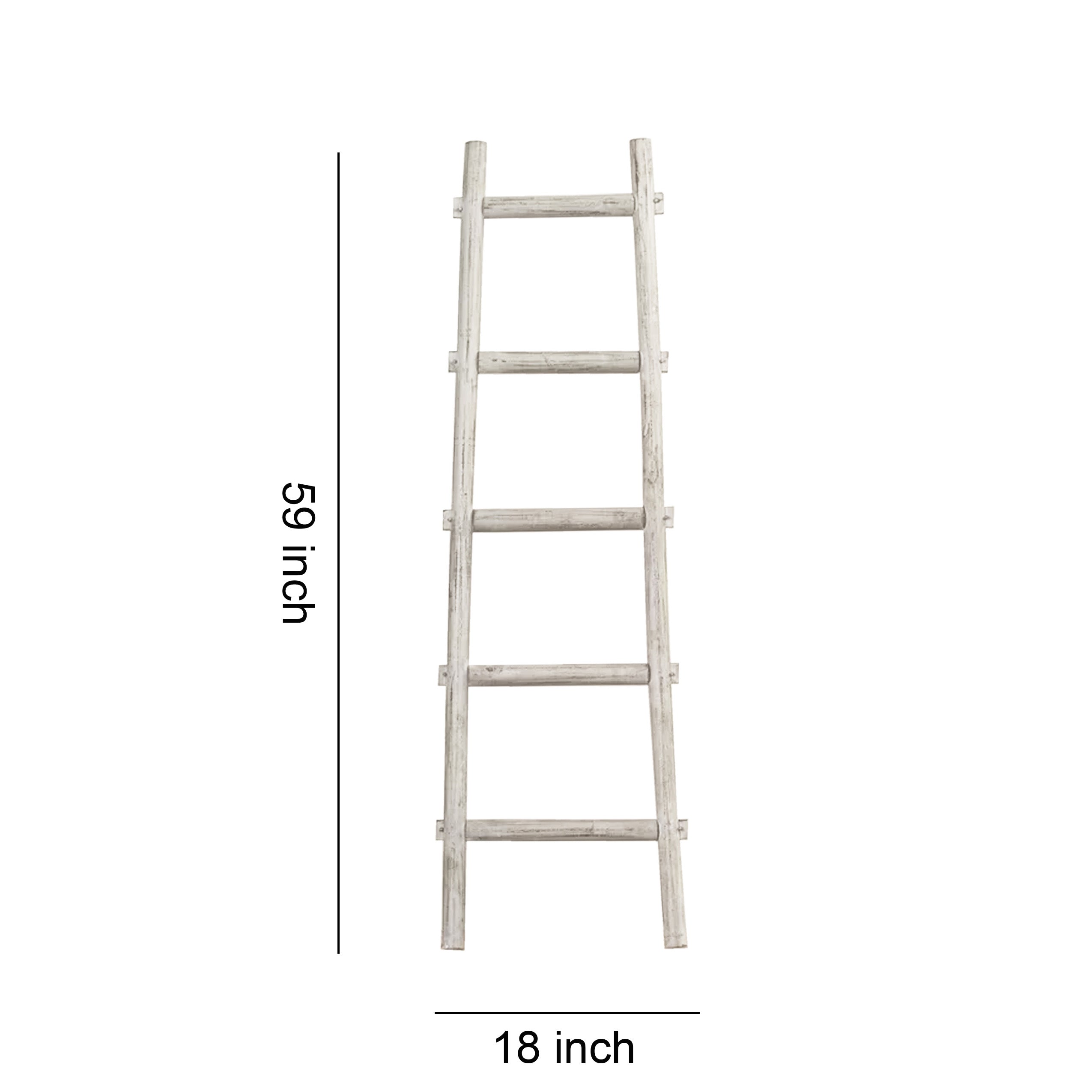 Transitional Style Wooden Decor Ladder With 5 Steps White-zoom-5