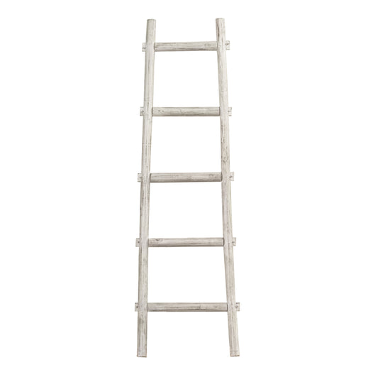 Transitional Style Wooden Decor Ladder With 5 Steps White