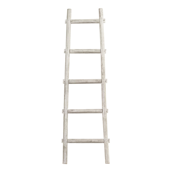 Transitional Style Wooden Decor Ladder With 5 Steps White