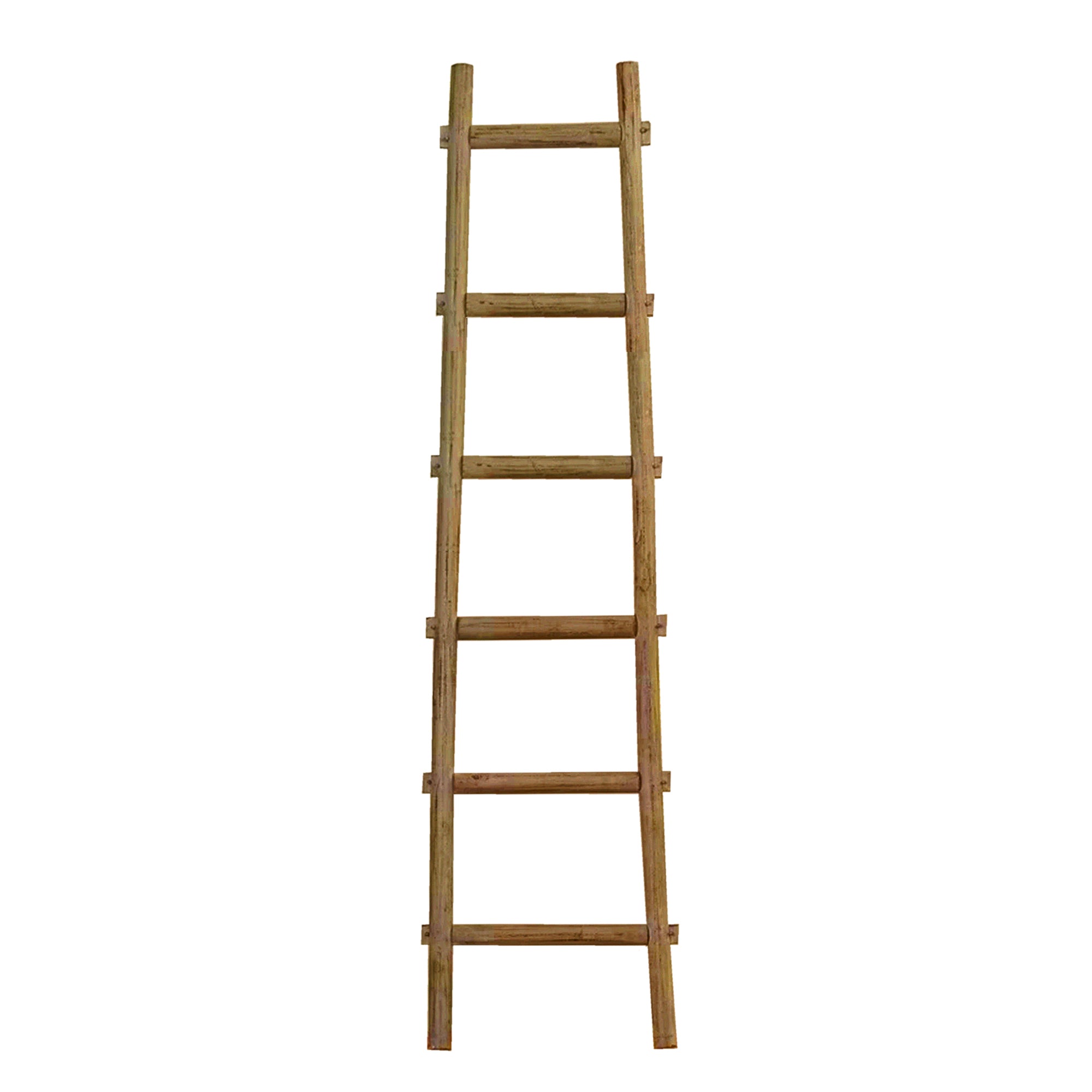 Transitional Style Wooden Decor Ladder With 6 Steps Brown-zoom-1