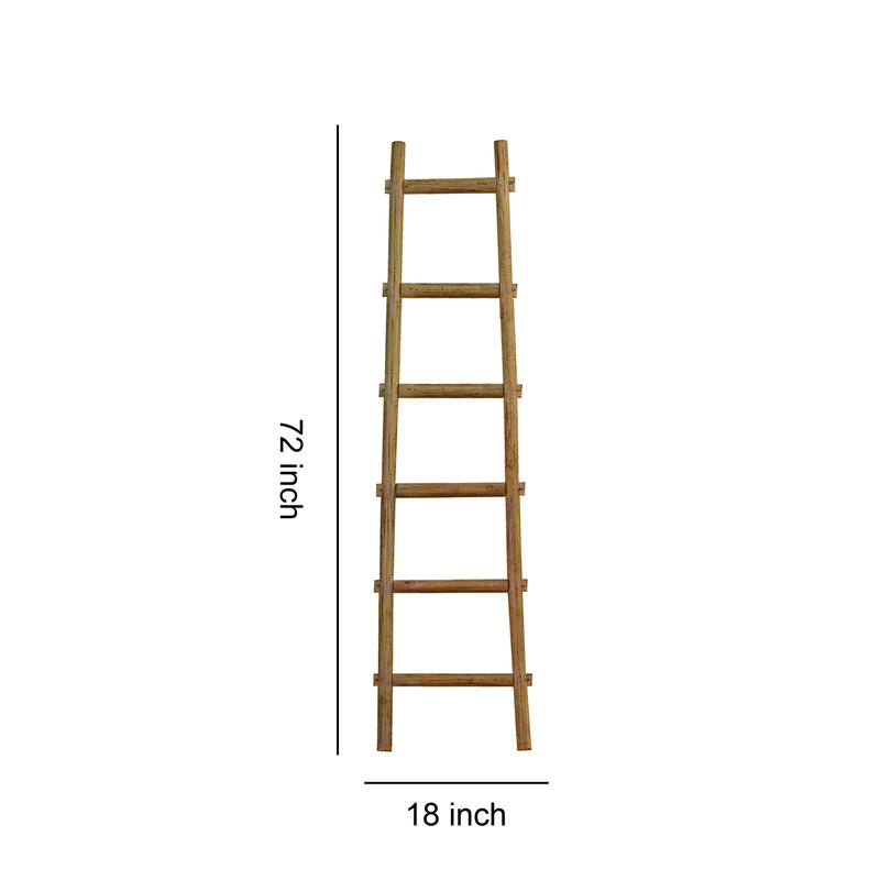 Transitional Style Wooden Decor Ladder With 6 Steps Brown-zoom-
