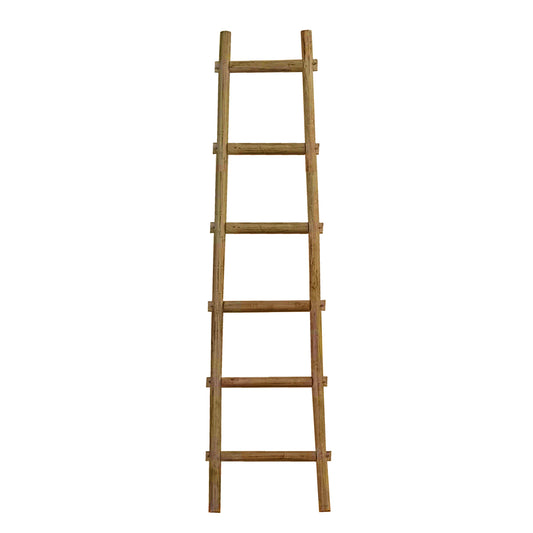 Transitional Style Wooden Decor Ladder With 6 Steps Brown