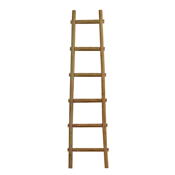 Transitional Style Wooden Decor Ladder With 6 Steps Brown
