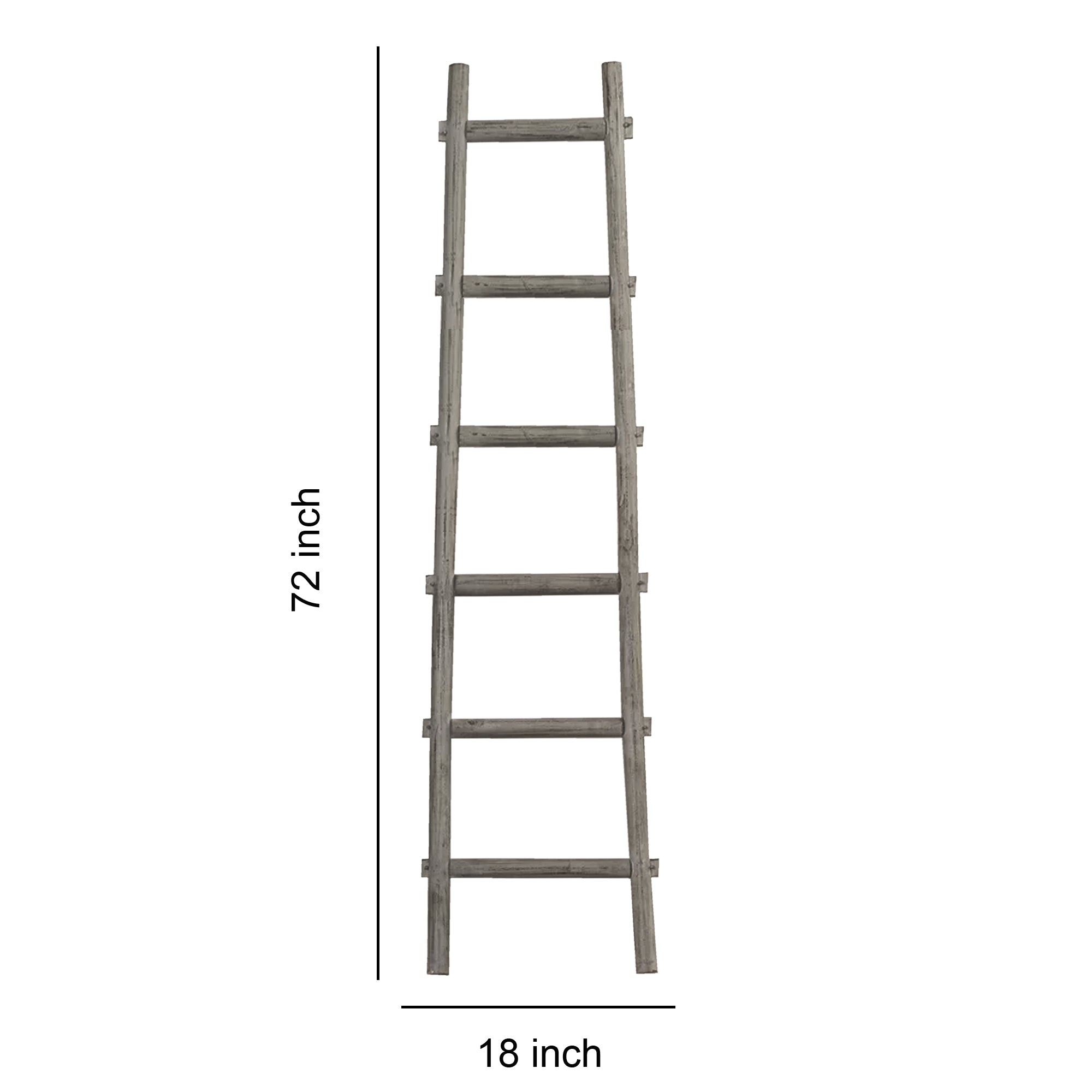 Transitional Style Wooden Decor Ladder With 6 Steps Gray-zoom-5