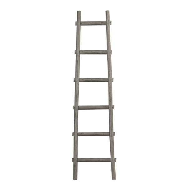 Transitional Style Wooden Decor Ladder With 6 Steps Gray