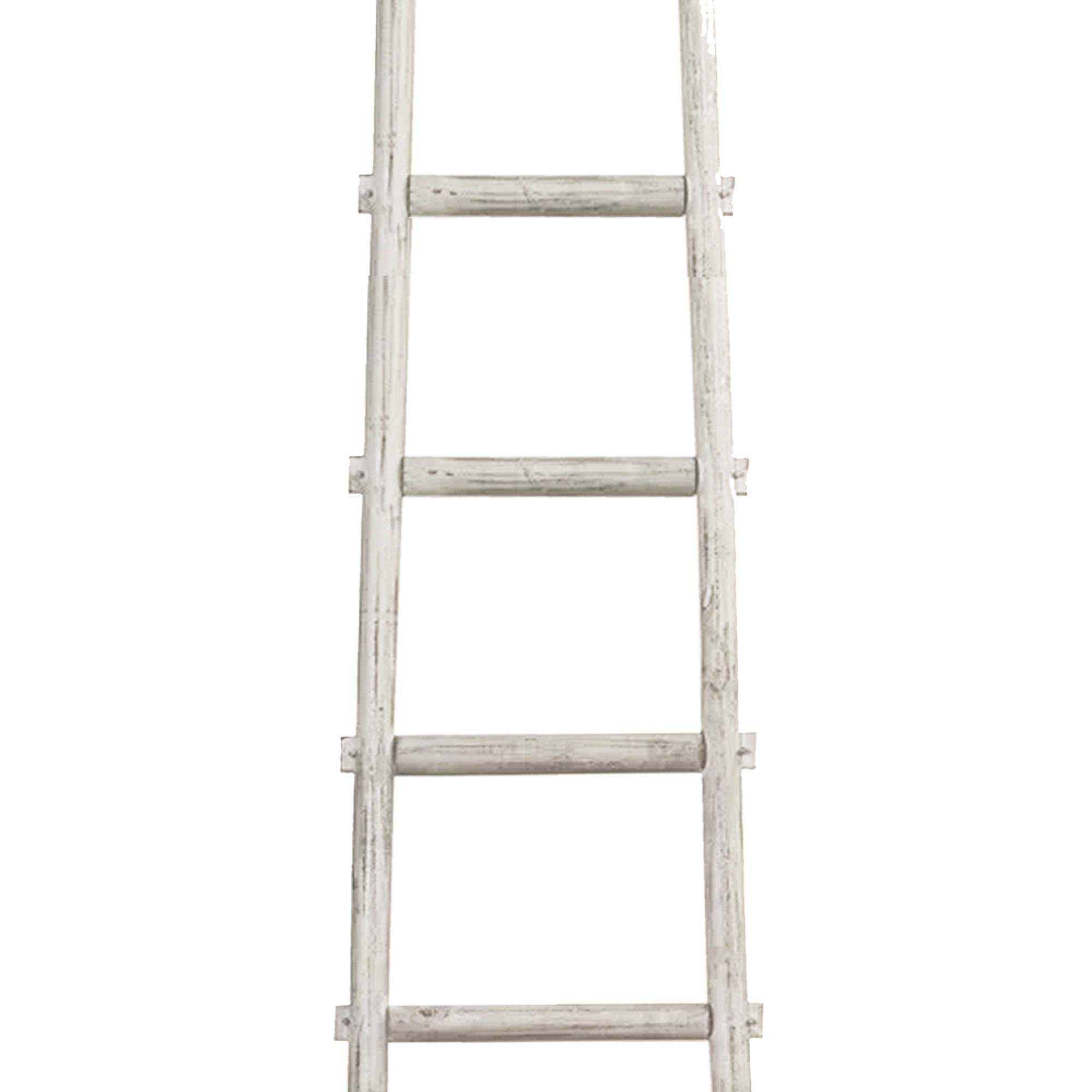 Transitional Style Wooden Decor Ladder With 6 Steps White-zoom-3