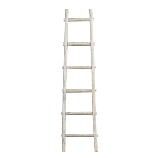 Transitional Style Wooden Decor Ladder With 6 Steps White