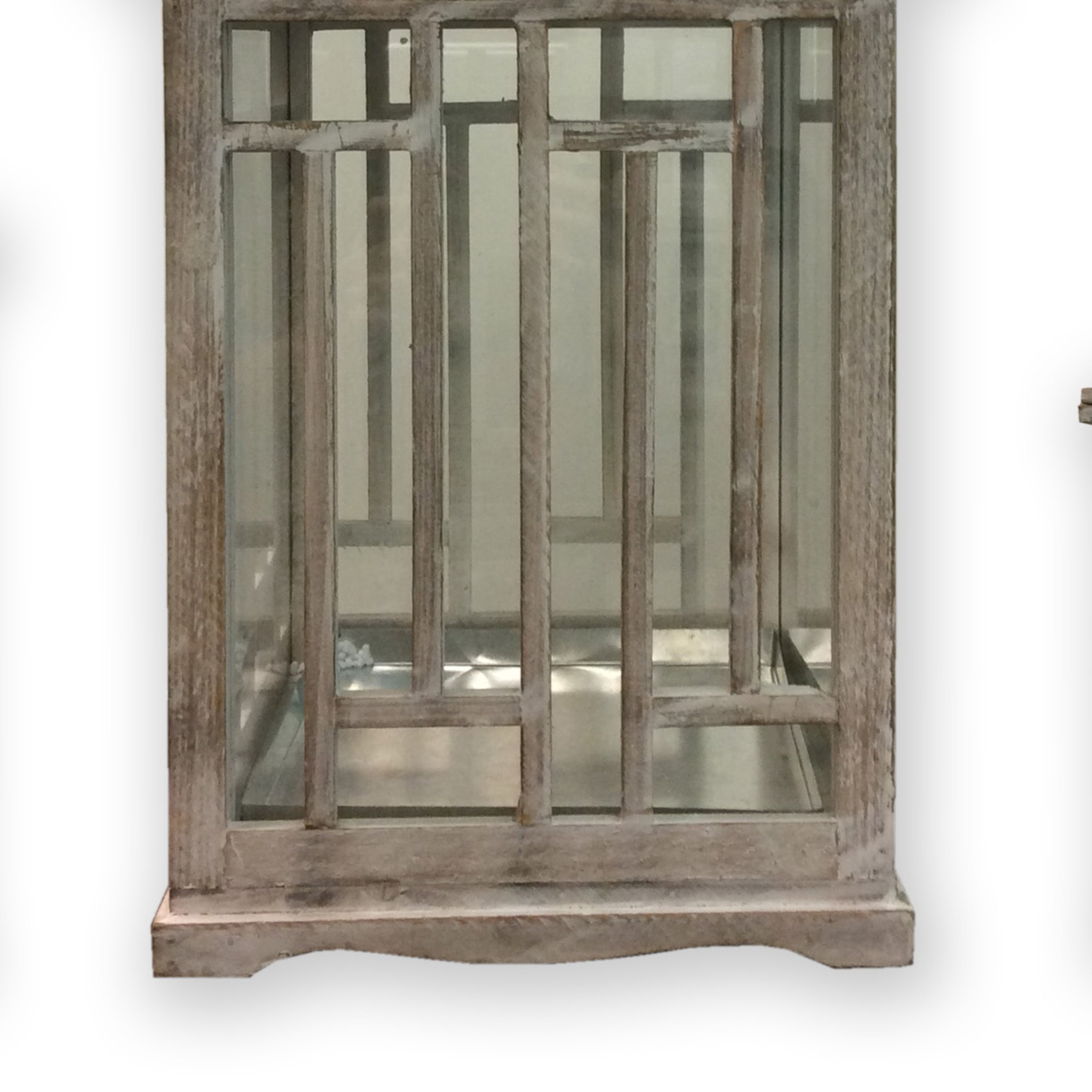 Wooden Lanterns With Peak Shaped Top And Glass Sides Set Of 3 Gray-zoom-4