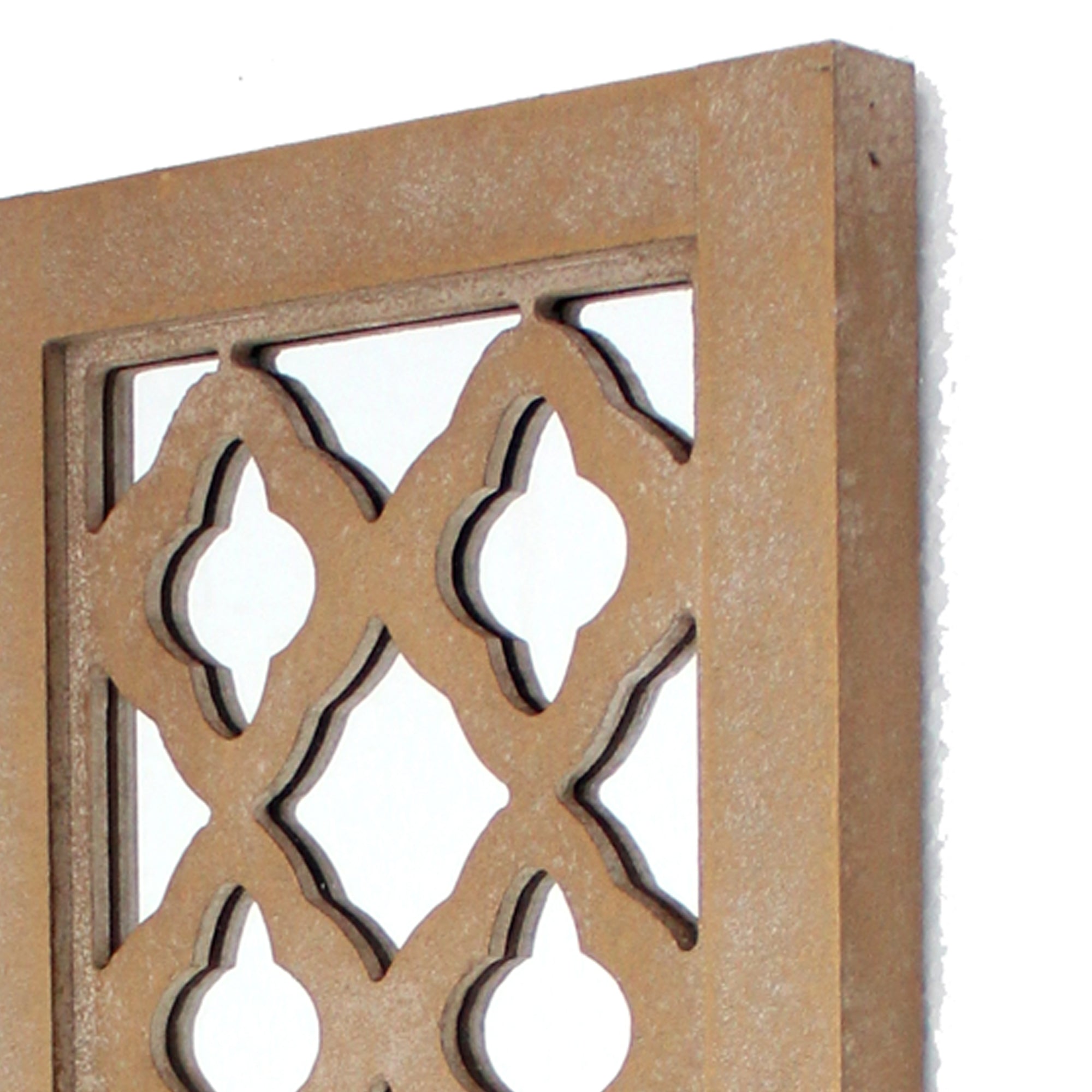 Wooden Rectangular Candle Holder With Quatrefoil Pattern Brown And Silver-zoom-2