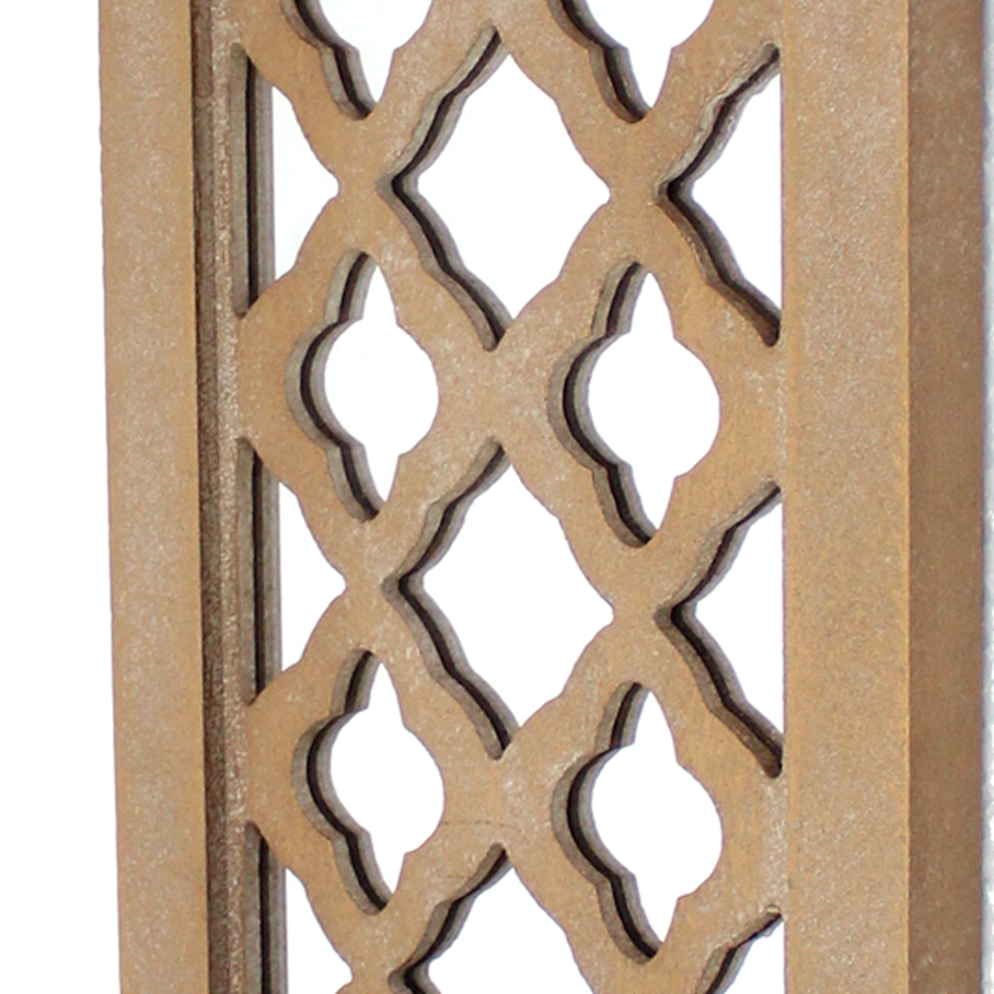 Wooden Rectangular Candle Holder With Quatrefoil Pattern Brown And Silver-zoom-3