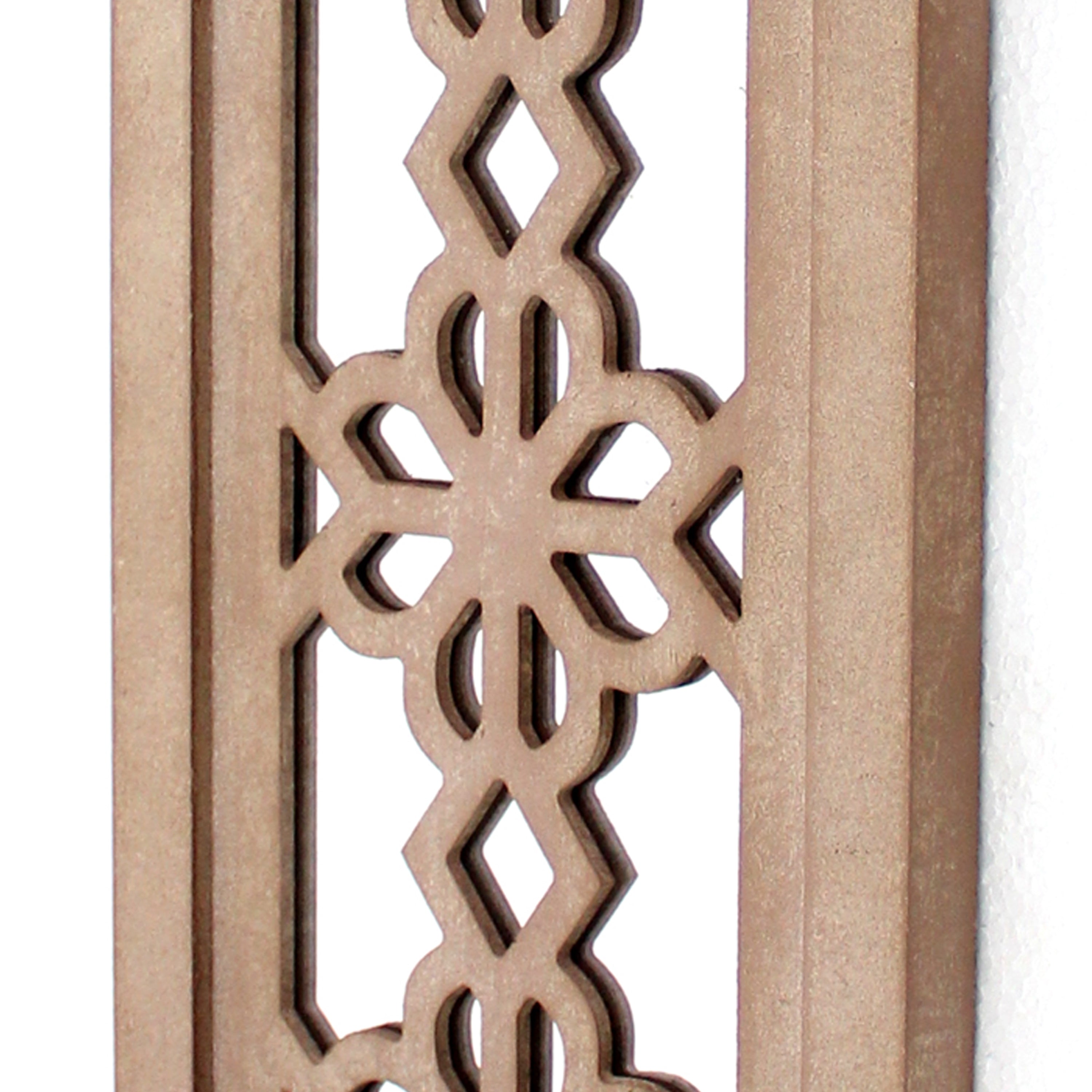 Rectangular Wood Candle Holder With Floral Lattice Design Set Of 2 brown-zoom-3