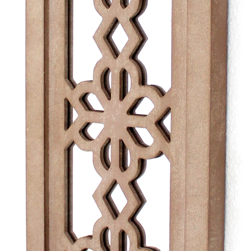 Rectangular Wood Candle Holder With Floral Lattice Design Set Of 2 brown-zoom-