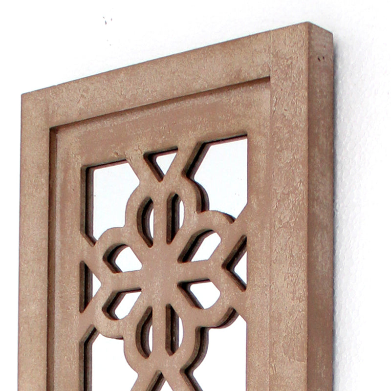 Rectangular Wood Candle Holder With Floral Lattice Design Set Of 2 brown-zoom-
