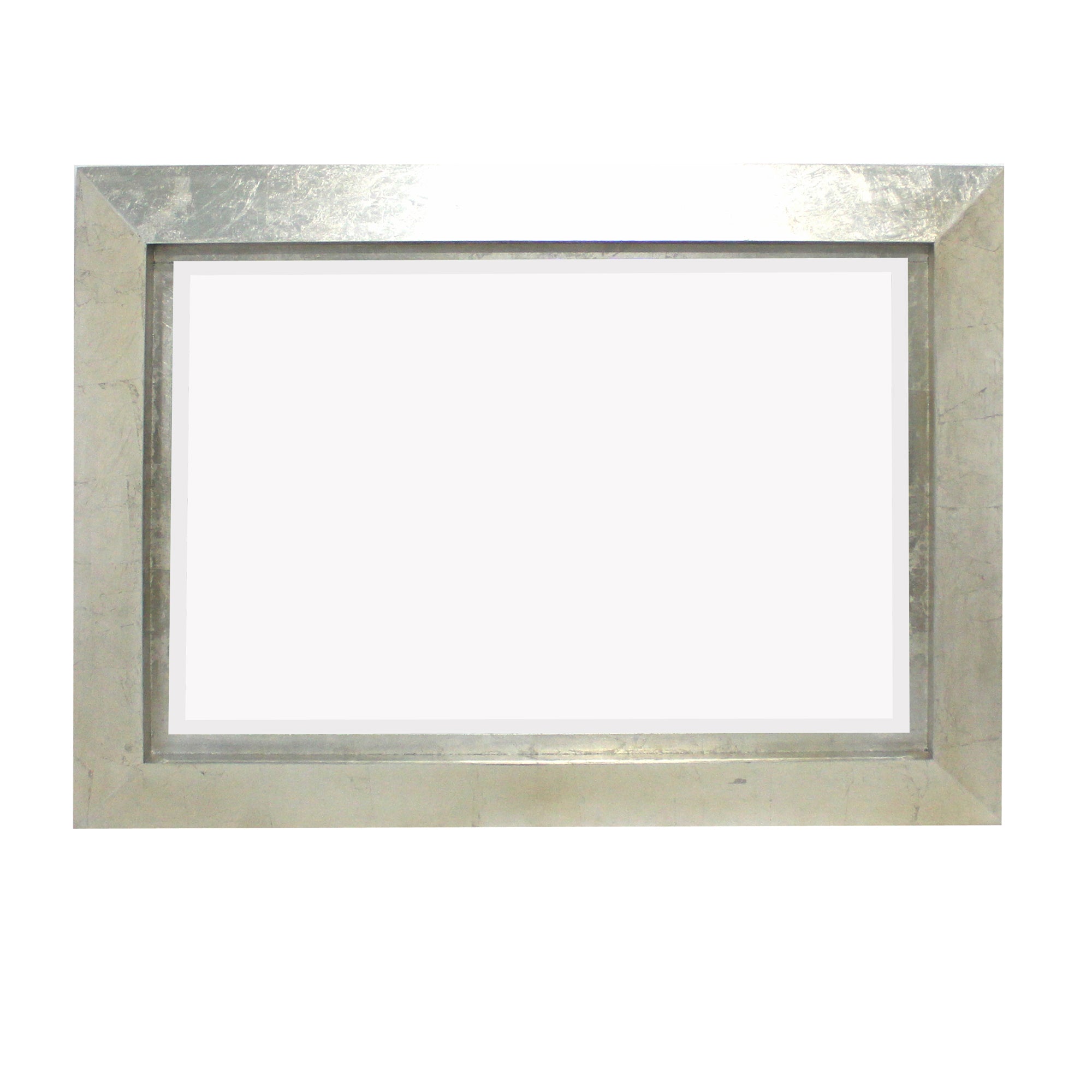 Contemporary Style Rectangular Wooden Frame Wall Mirror Silver
