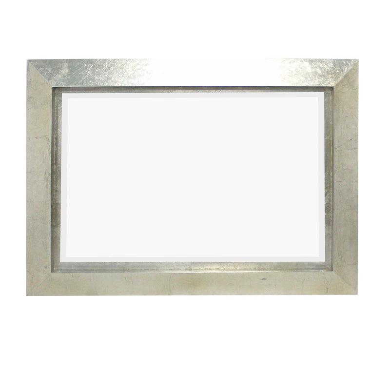 Contemporary Style Rectangular Wooden Frame Wall Mirror Silver-zoom-