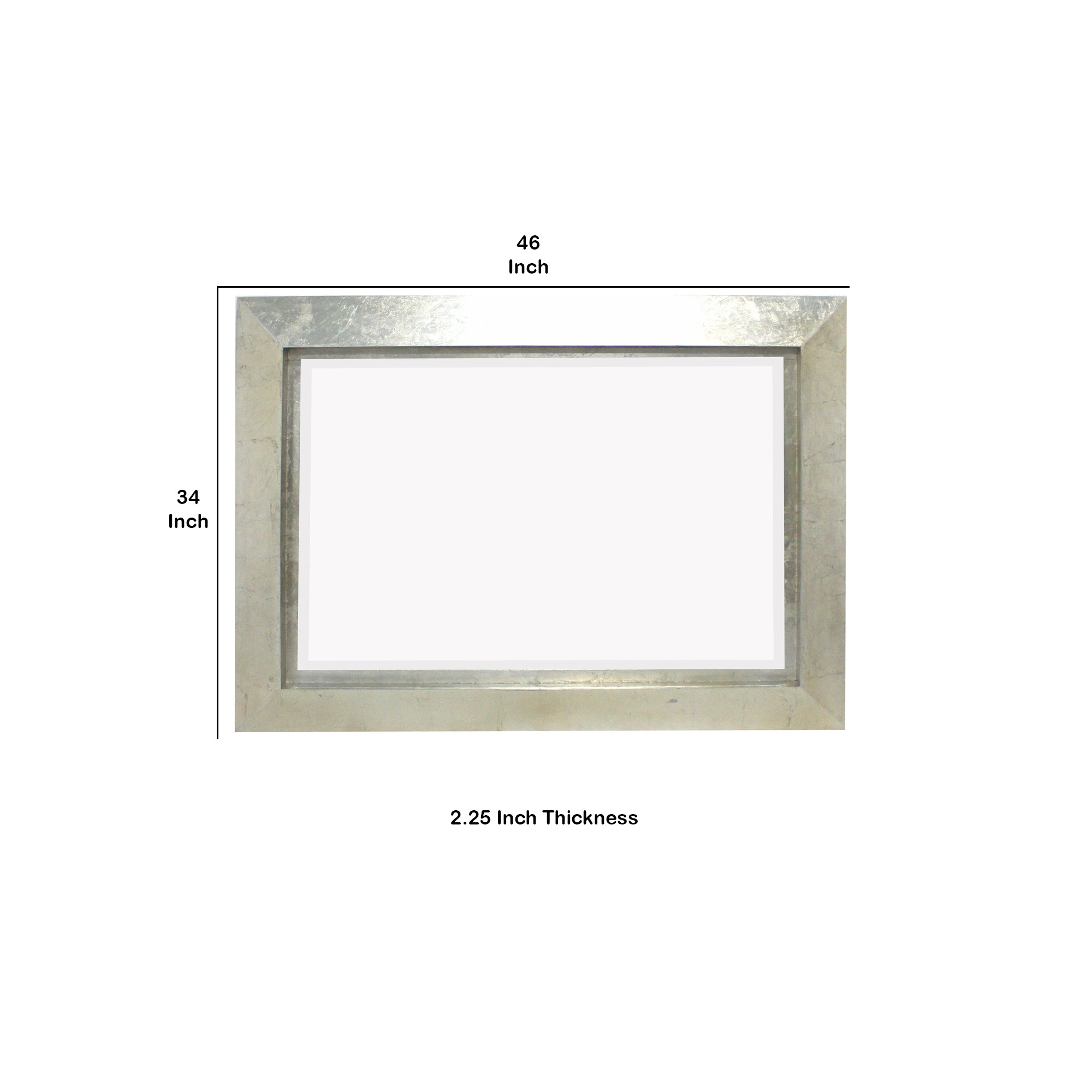 Contemporary Style Rectangular Wooden Frame Wall Mirror Silver-zoom-5